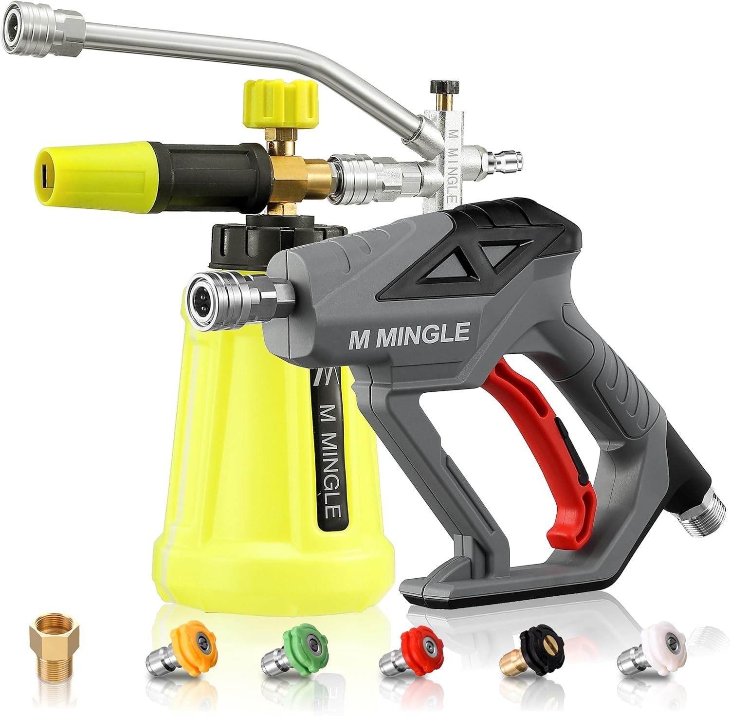 Pressure Washer Gun Foam Cannon Kit 1/4 Quick Connect 5 Nozzle Tips Car Wash