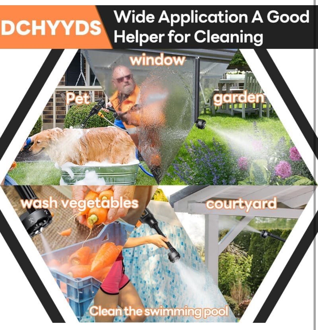 Portable Cordless Pressure Washer, 2 Rechargeable 4.0Ah Batteries 6 In 1