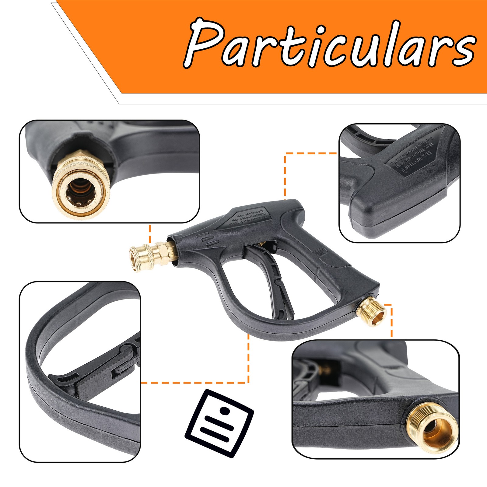 High Pressure Washer Gun 3000 PSI Max with 5 Color Quick Connect Nozzles