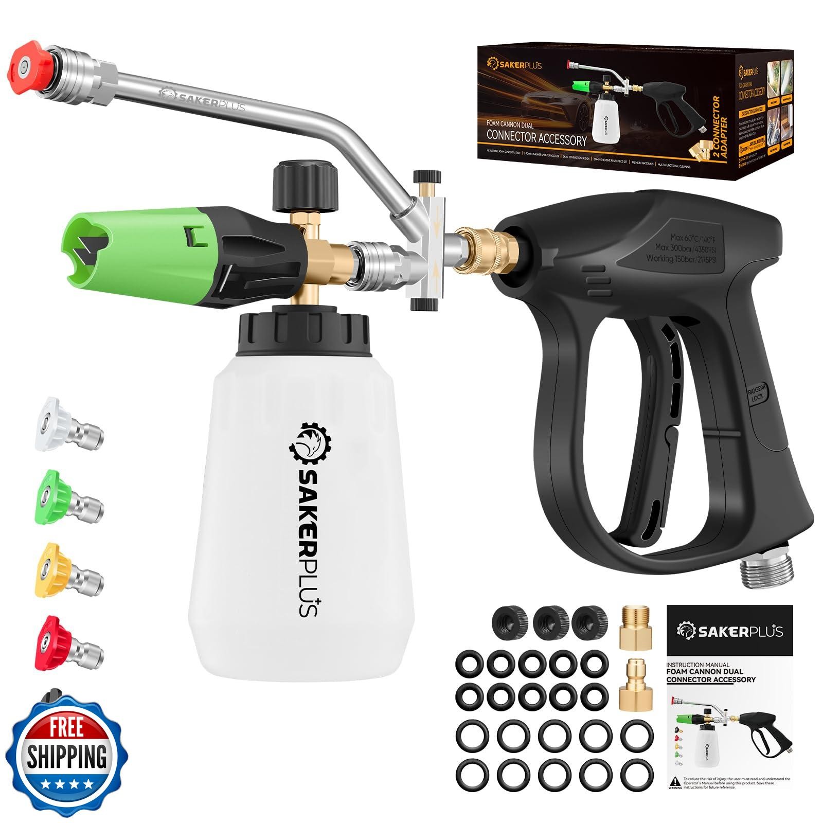SakerPlus Foam Cannon Dual Connector Accessory,Pressure Washer Gun with Foam