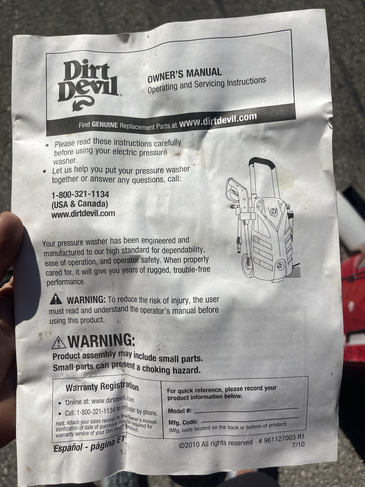 Rare Dirt Devil 13 Amp 2000 PSI Pro Electric Pressure Washer 1.6 Gpm Flex