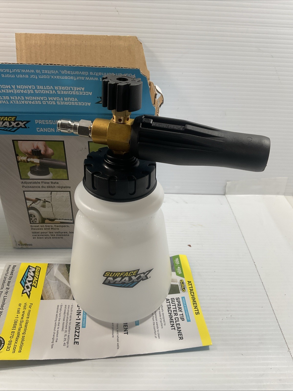 Surface Maxx Foam Cannon 3700 PSI Max – High Pressure Car Wash Soap Sprayer NIB
