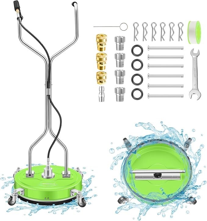 20″ Pressure Washer Surface Cleaner 4500PSI w/ Handles & Wheels Stainless Steel