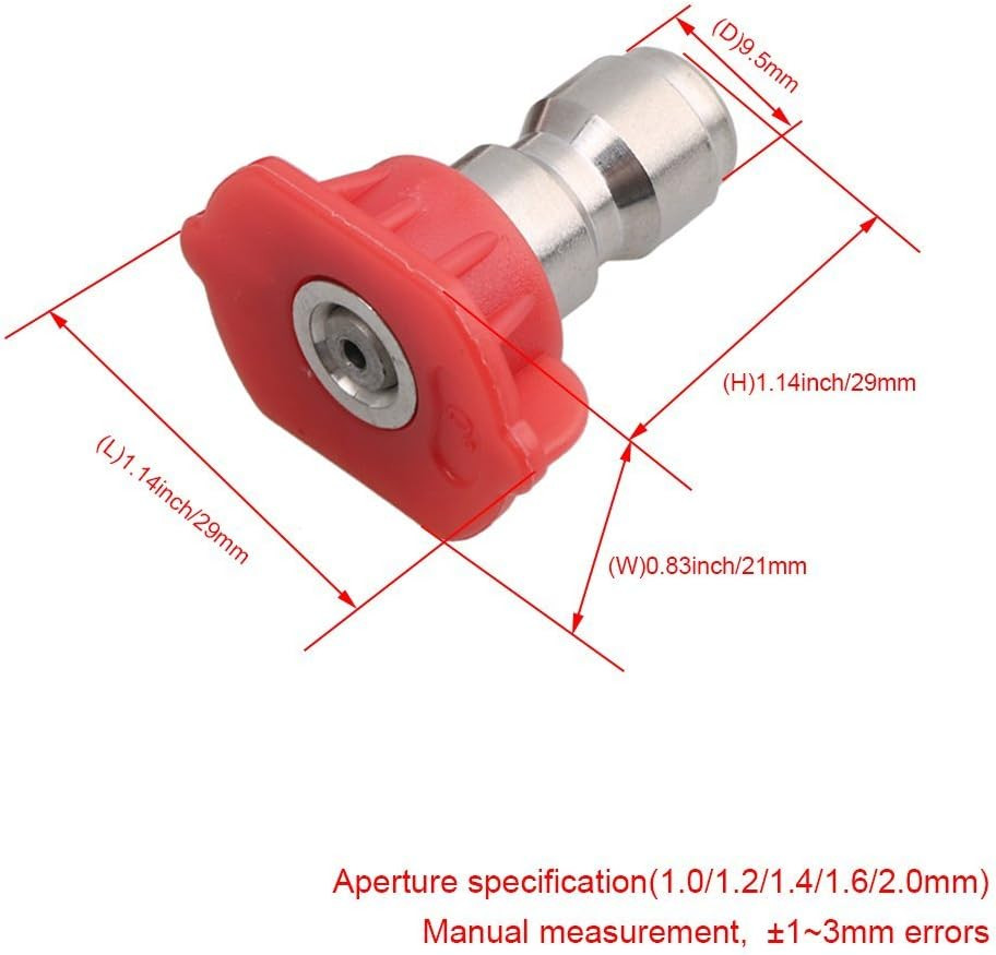 5PCS High-Pressure Washer Spray Nozzle Tips Multiple Degrees 29 X 21 X 29Mm (0 D