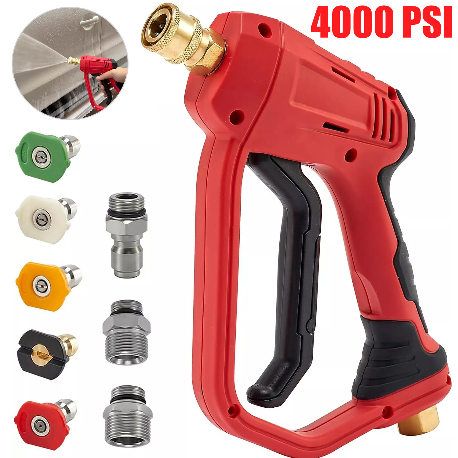 High Pressure Car Power Washer Gun Spray Wand Lance Nozzle Kit 4000PSI