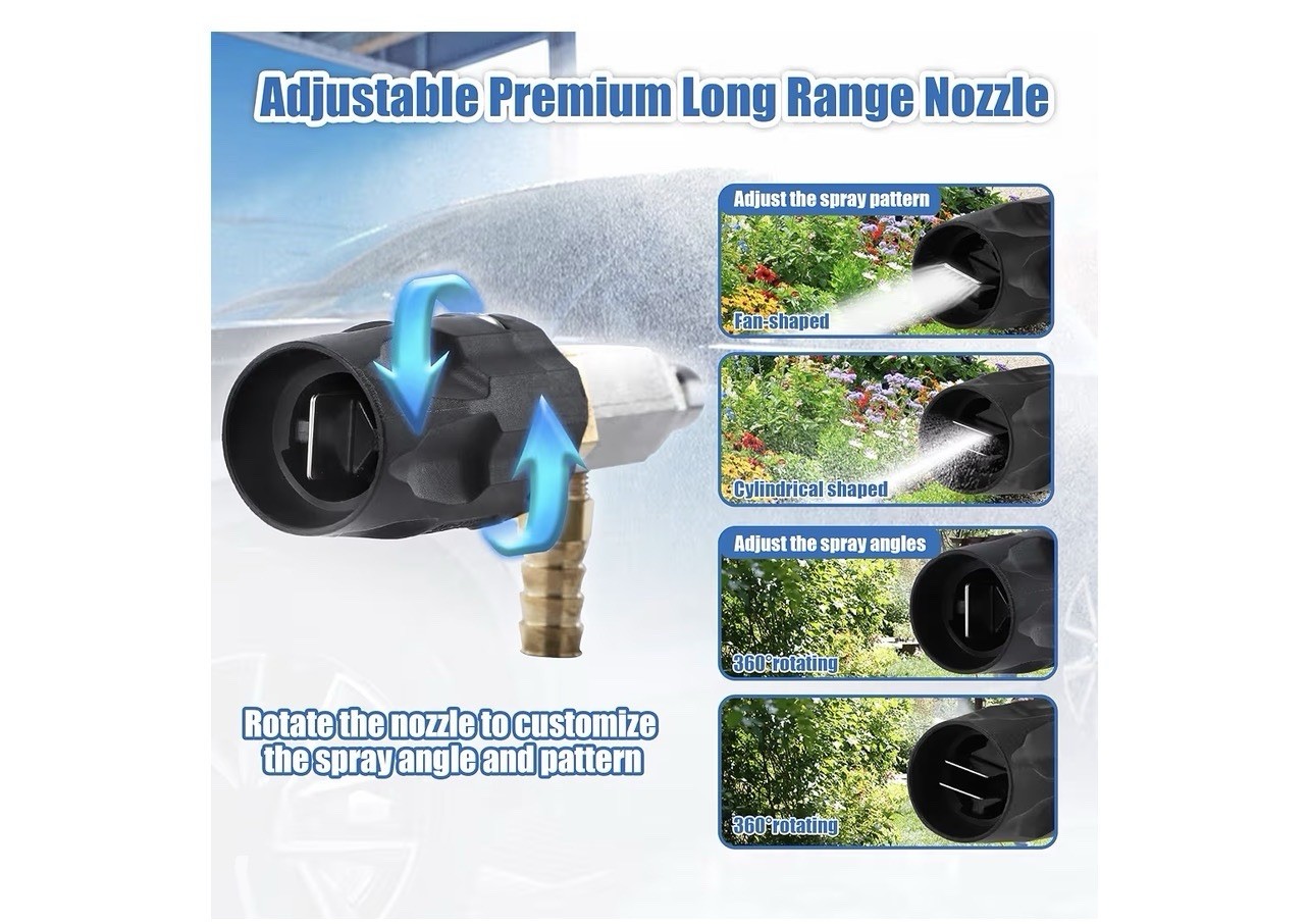 Upgraded Adjustable Pressure Washer Long Range Nozzle Kit.4-4.5 GPM. Spraying…