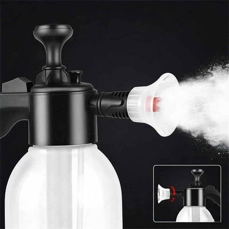 2L Hand Pump Foam Sprayer Snow Foam Cannon Car Wash Bottle w/ 3 Nozzles