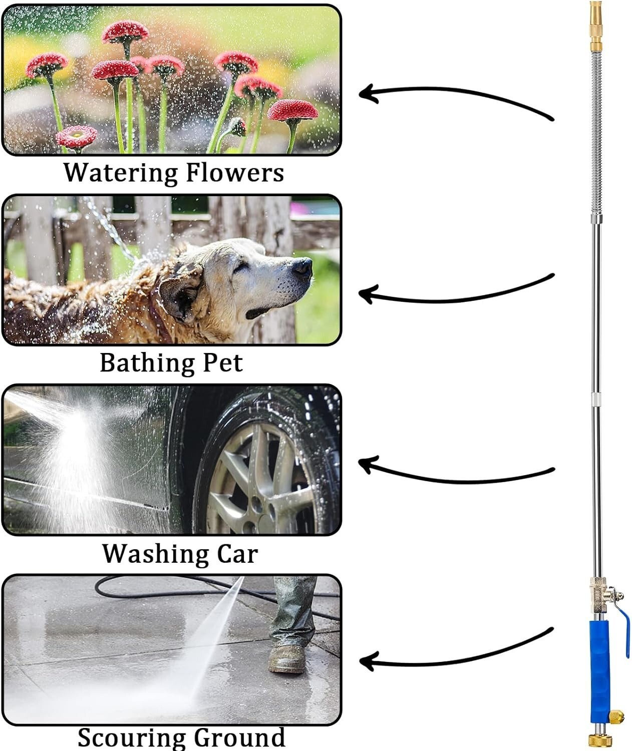 Hydro Jet High Presure Power Washer Wand Jet Nozzle Washer for Garden Hose Water