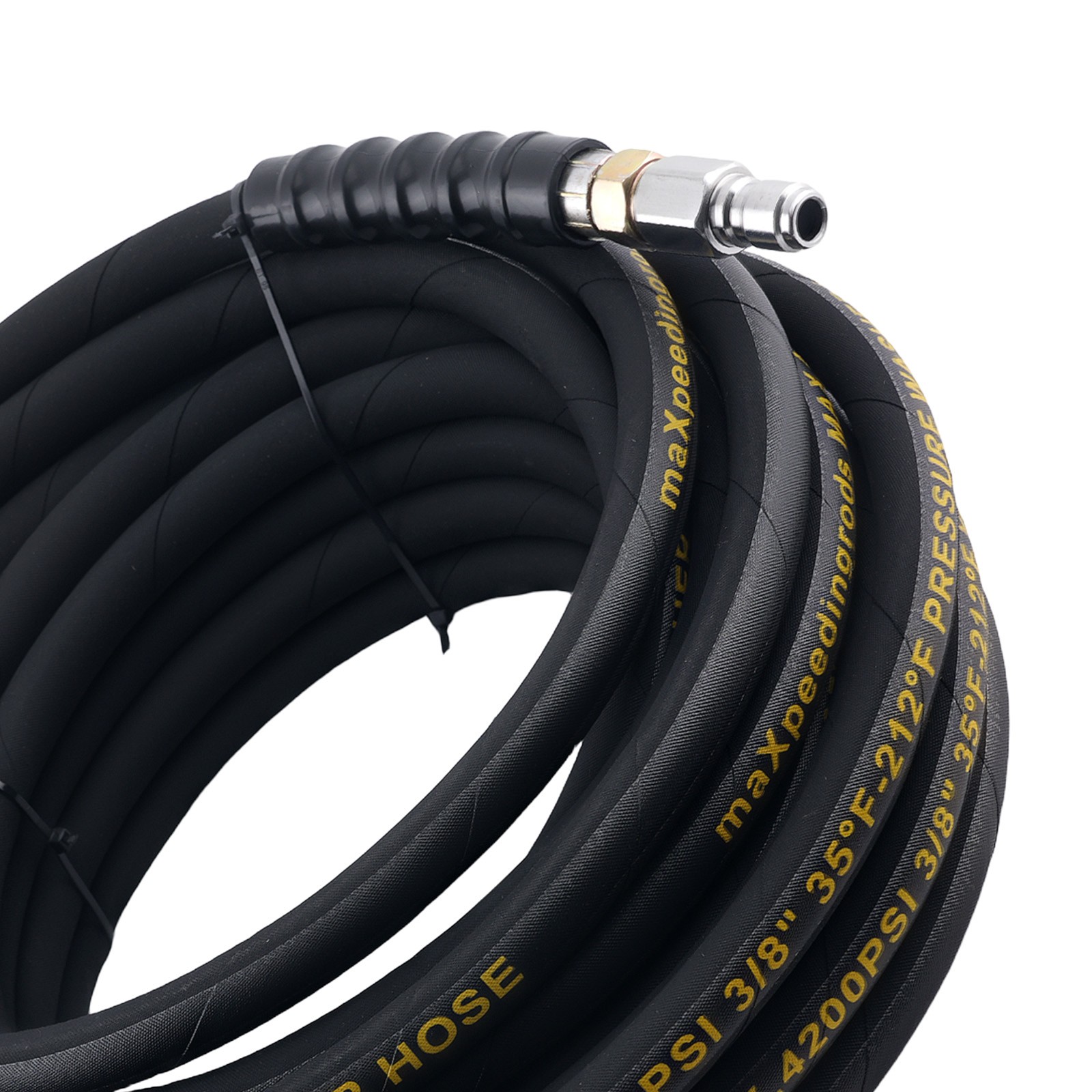 50 Ft 3/8″ Pressure Washer Hose 4200PSI Steel Wire Braid w/ M22 to 3/8″ Coupler