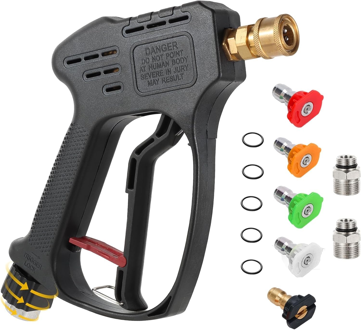 Short Pressure Washer Gun, 5000 PSI Max Swivel High Pressure Washer Extension…