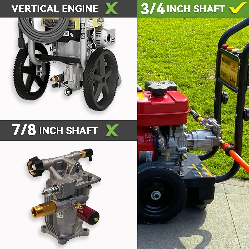YAMATIC 3/4″ Shaft Horizontal Pressure Washer Pump 3400 PSI 2.5GPM Replaced Pump