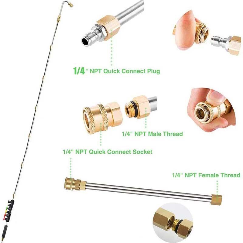 4000PSI High-Pressure Washer Extension Wand Replace Lance Gutter Cleaner Nozzle