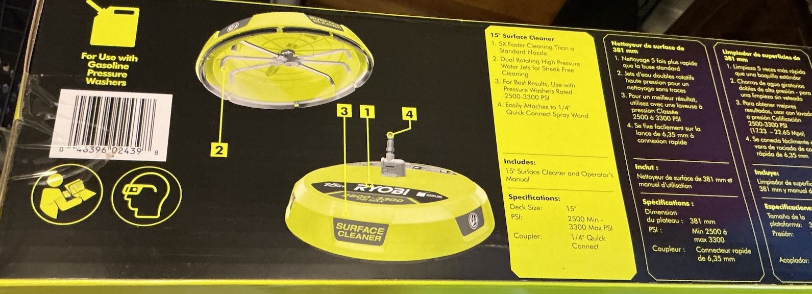 Ryobi RY31SC01 15 in. 3300 PSI Surface Cleaner for Gas Pressure Washer NEW