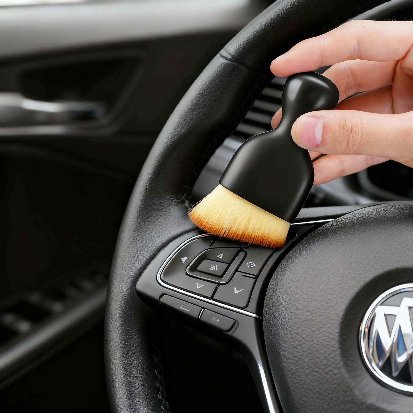 GIYAWA 4 Pcs Car Interior Cleaning Kit Air Vent Dust Brush Set with black