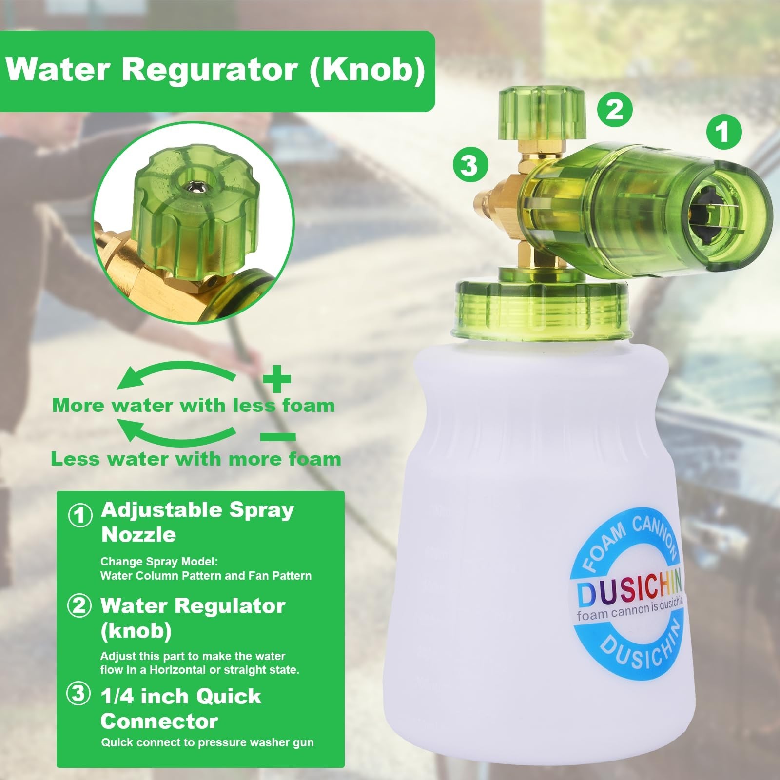 High-Pressure Foam Cannon for Pressure Washers, 4000 PSI, Dual Tip, Soap Lance,
