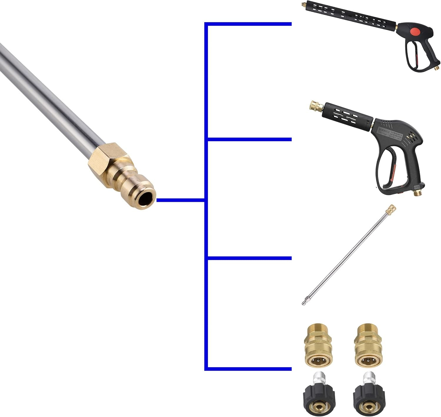 Stainless Steel Pressure Washer Gutter Cleaner Attachment, Angled Extension Wand