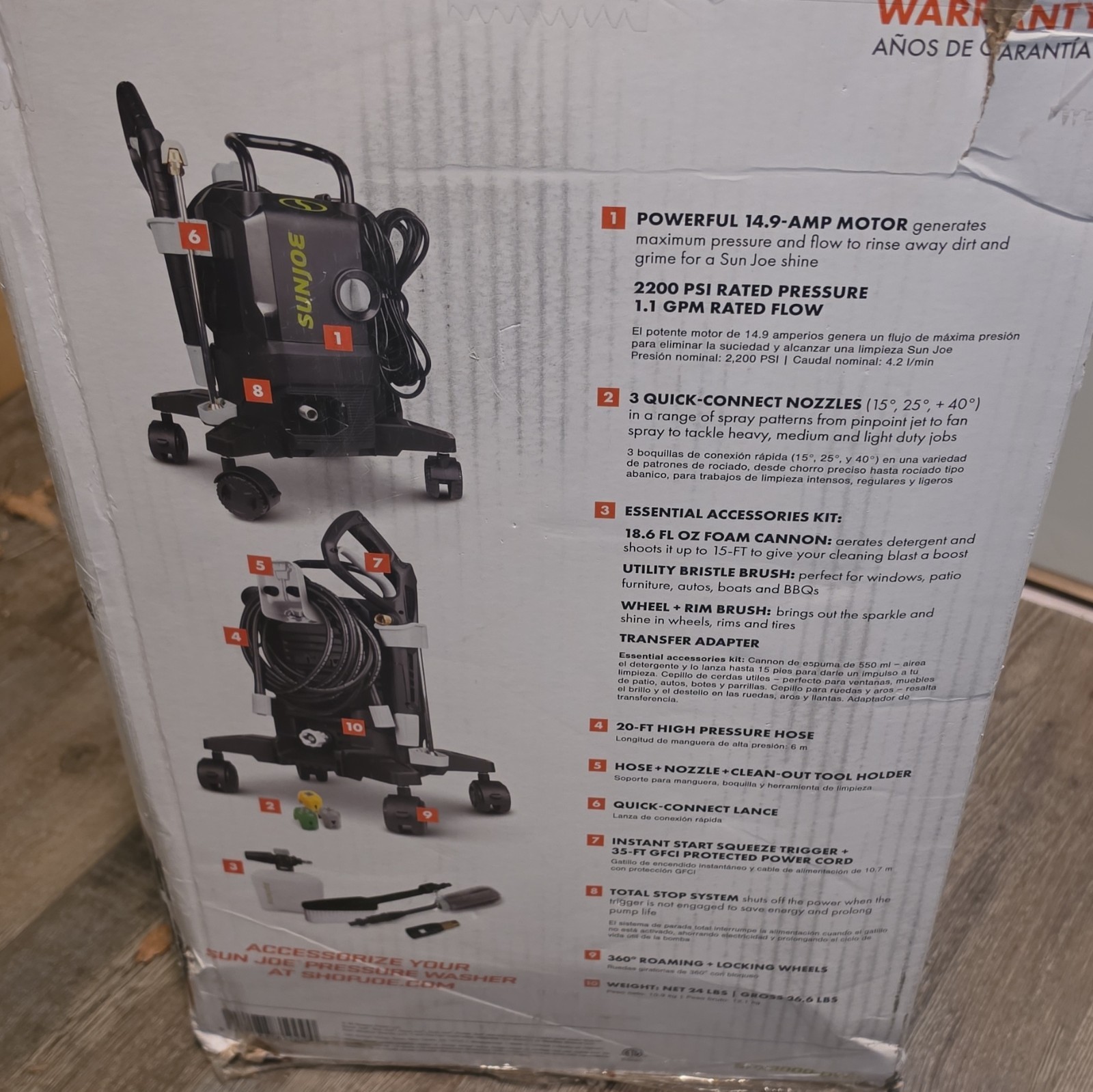 Sun Joe SPX3000-QW2 2200 PSI Corded Electric Pressure Washer w/ Foam Cannon