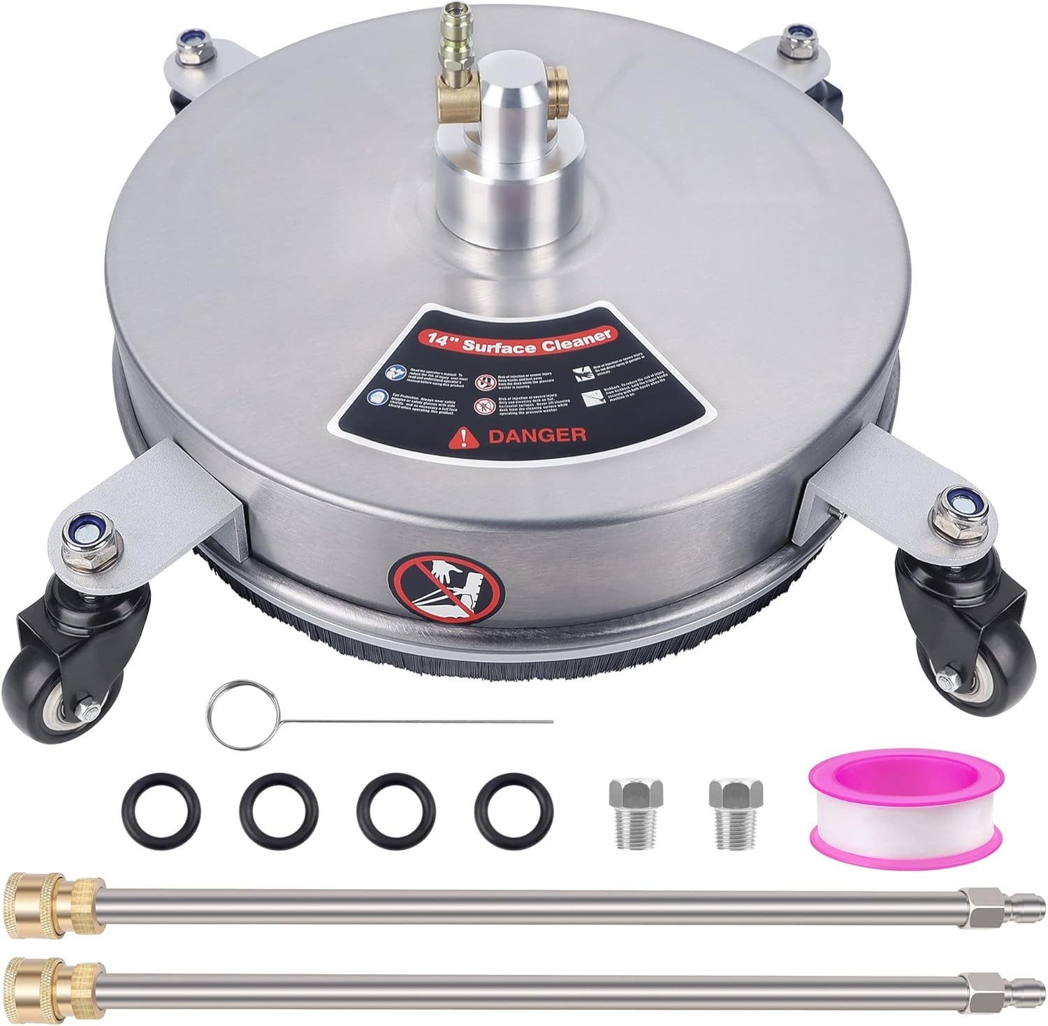 Professional 14″ Surface Cleaner: 4000 PSI, Stainless Steel with 4 Wheels