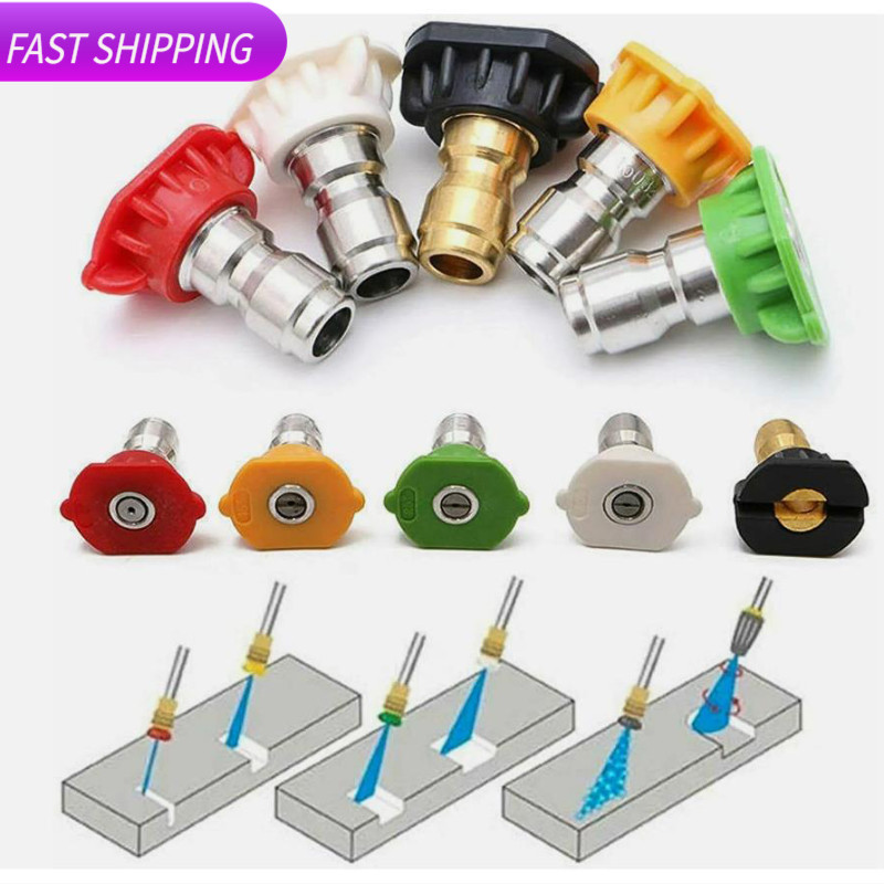5PC/Set Pressure Washer Spray Tips Nozzles High Power Kit Quick Connect 1/4″ Set