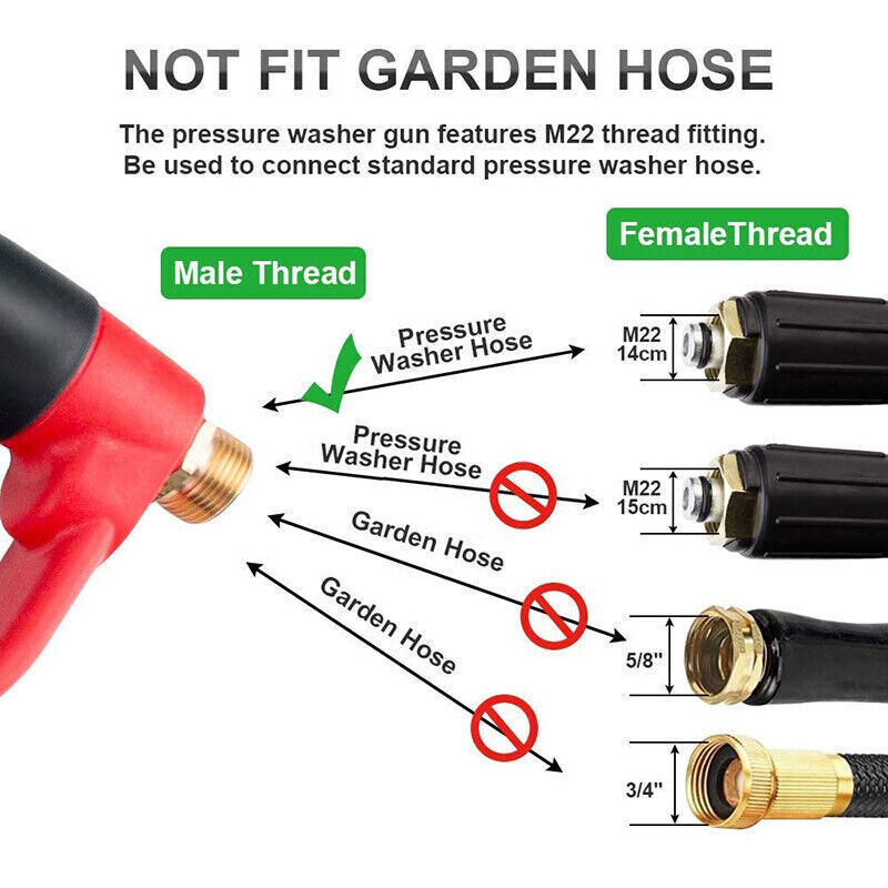 High Pressure 4000PSI Car Power Washer Gun Spray Wand Lance Nozzle and Hose Kit