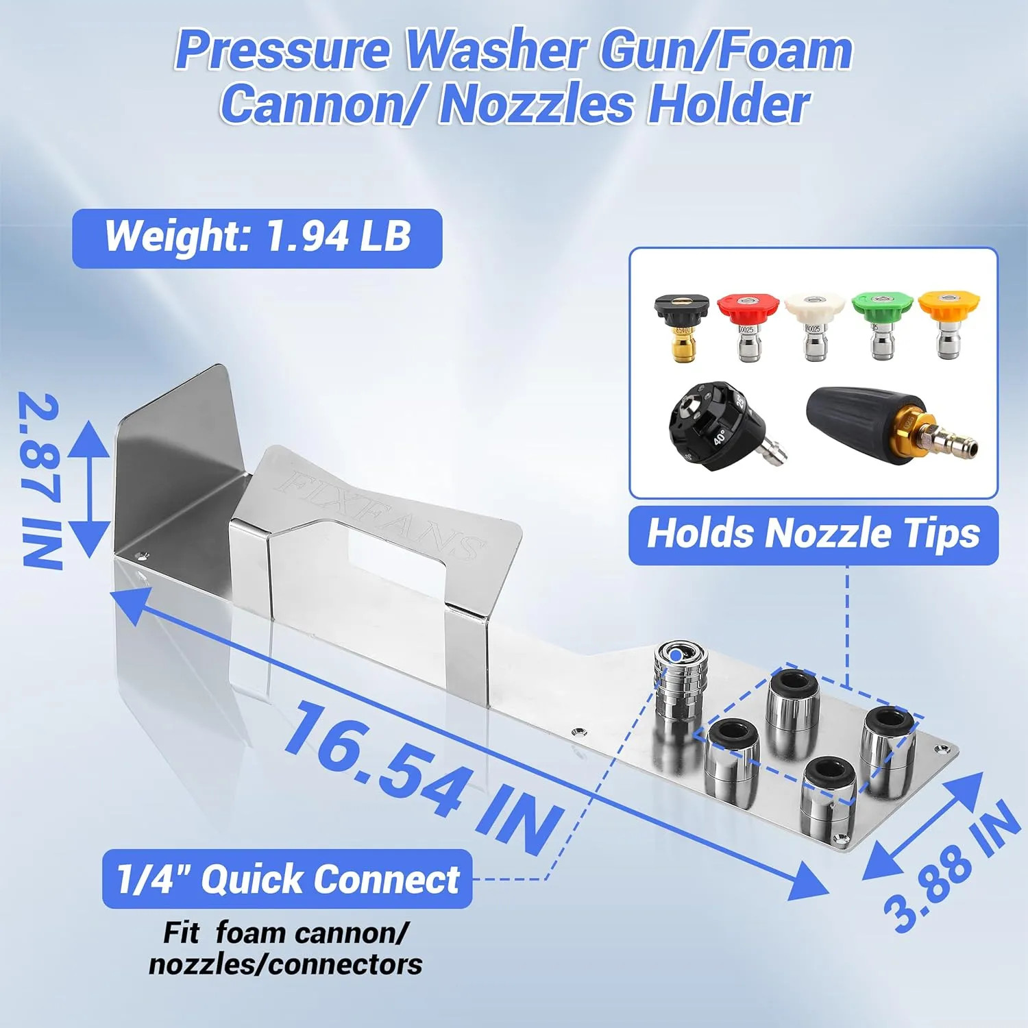 Pressure Washer Gun Holder Wall Mount Storage Rack For 1/4 Inch Quick Connect…