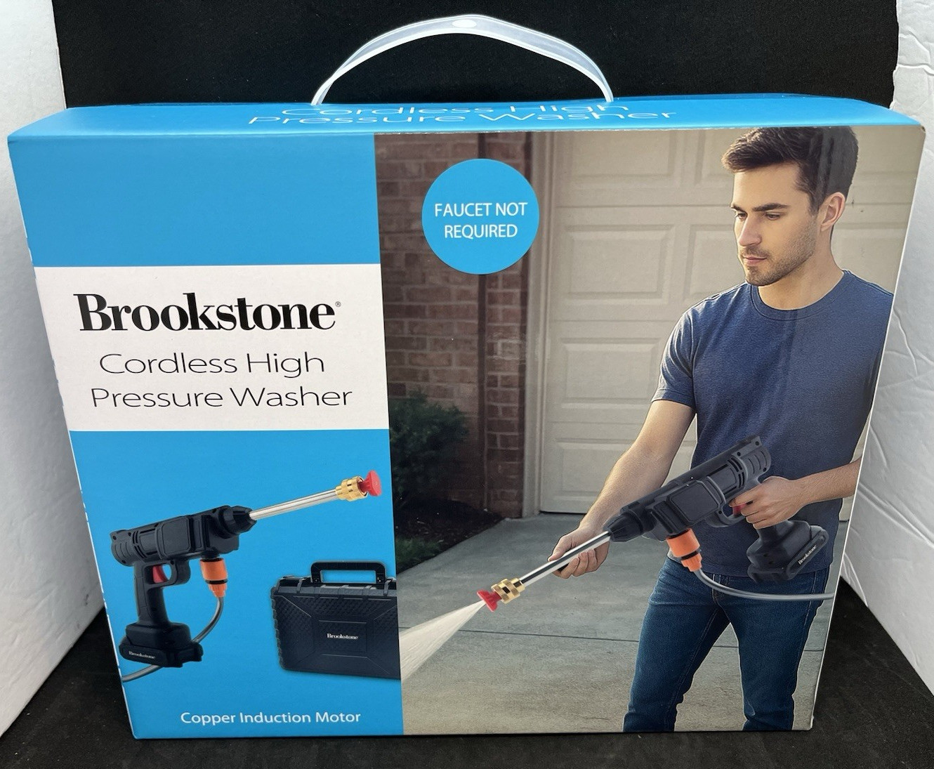 Brookstone Portable Cordless High Pressure Water Spray Gun Car Washer Cleaner