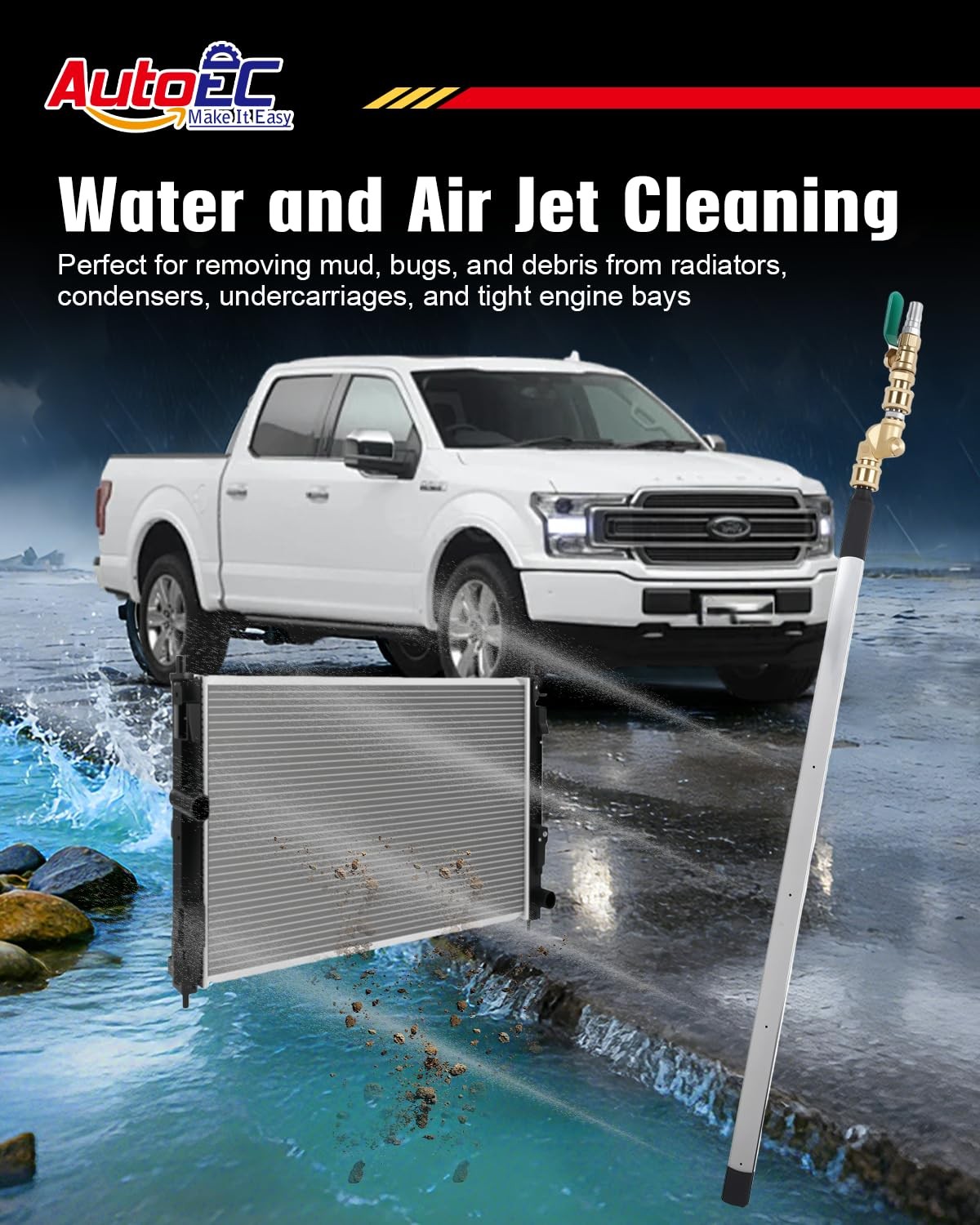 40 Inch High Pressure Radiator Cleaning Wand Kit for Car Truck 4500 PSI