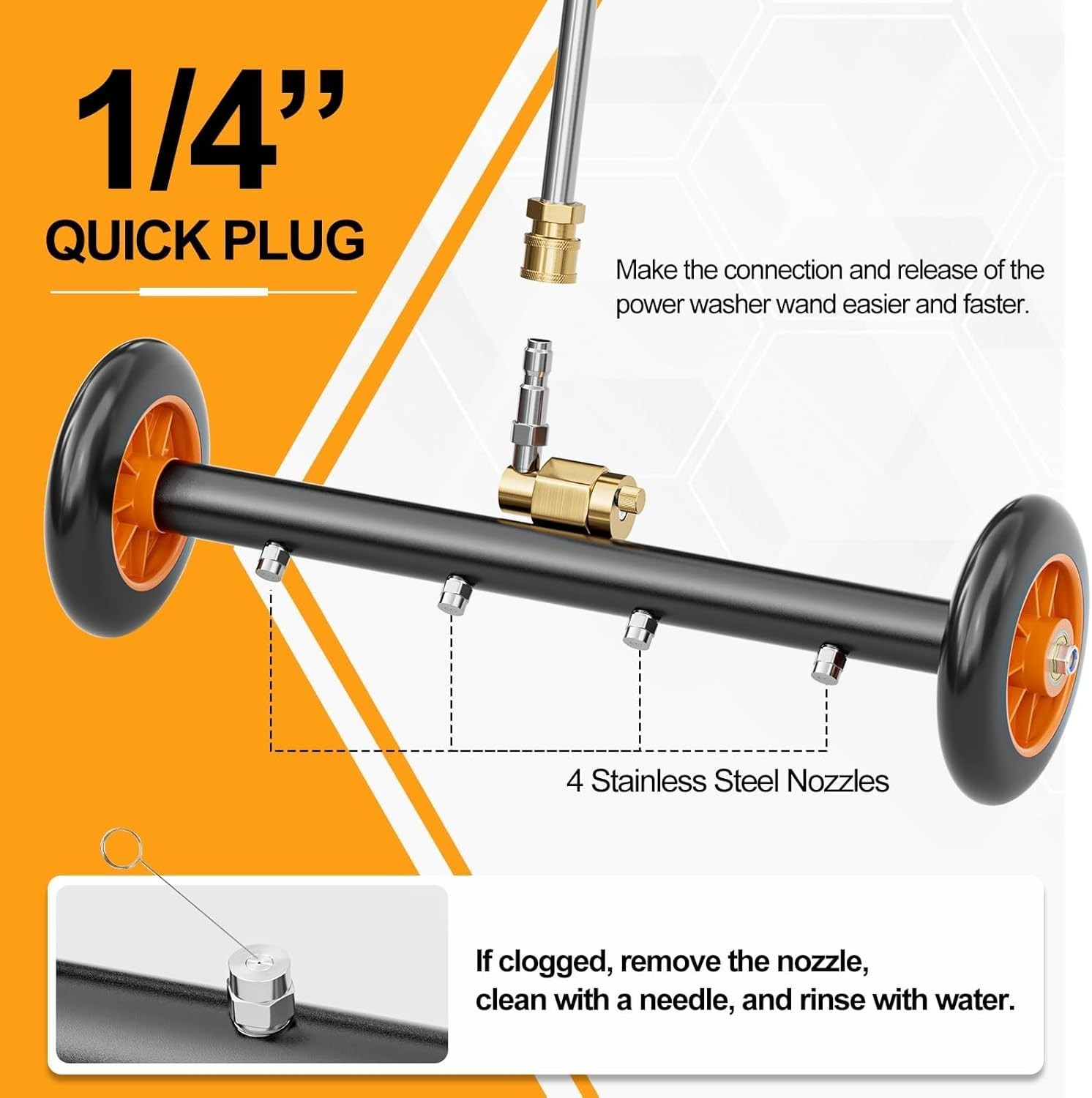 16 Inch Adjustable Pressure Washer Water Broom – Dual-Function Undercarriage …