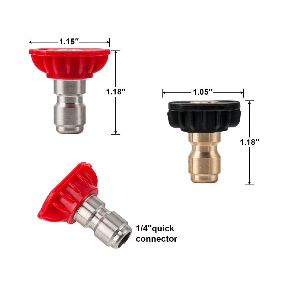 5 Pack Pressure Washer Tips Quick Connect Nozzle Tips Multi-Angles for Car Wash