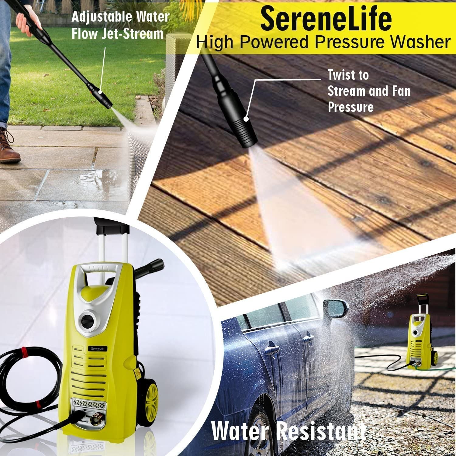 Serenelife Electric Pressure Washer-Powerful Heavy Duty 2000PSI Adjustable