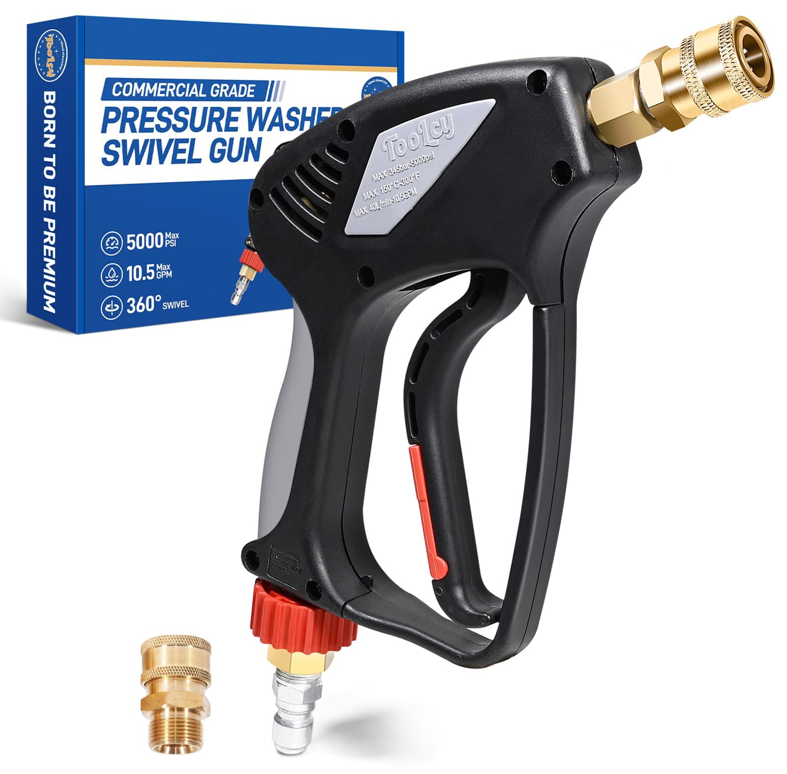 5000 PSI Short Pressure Washer Gun 3/8″ Swivel QC & M22-14 Fittings
