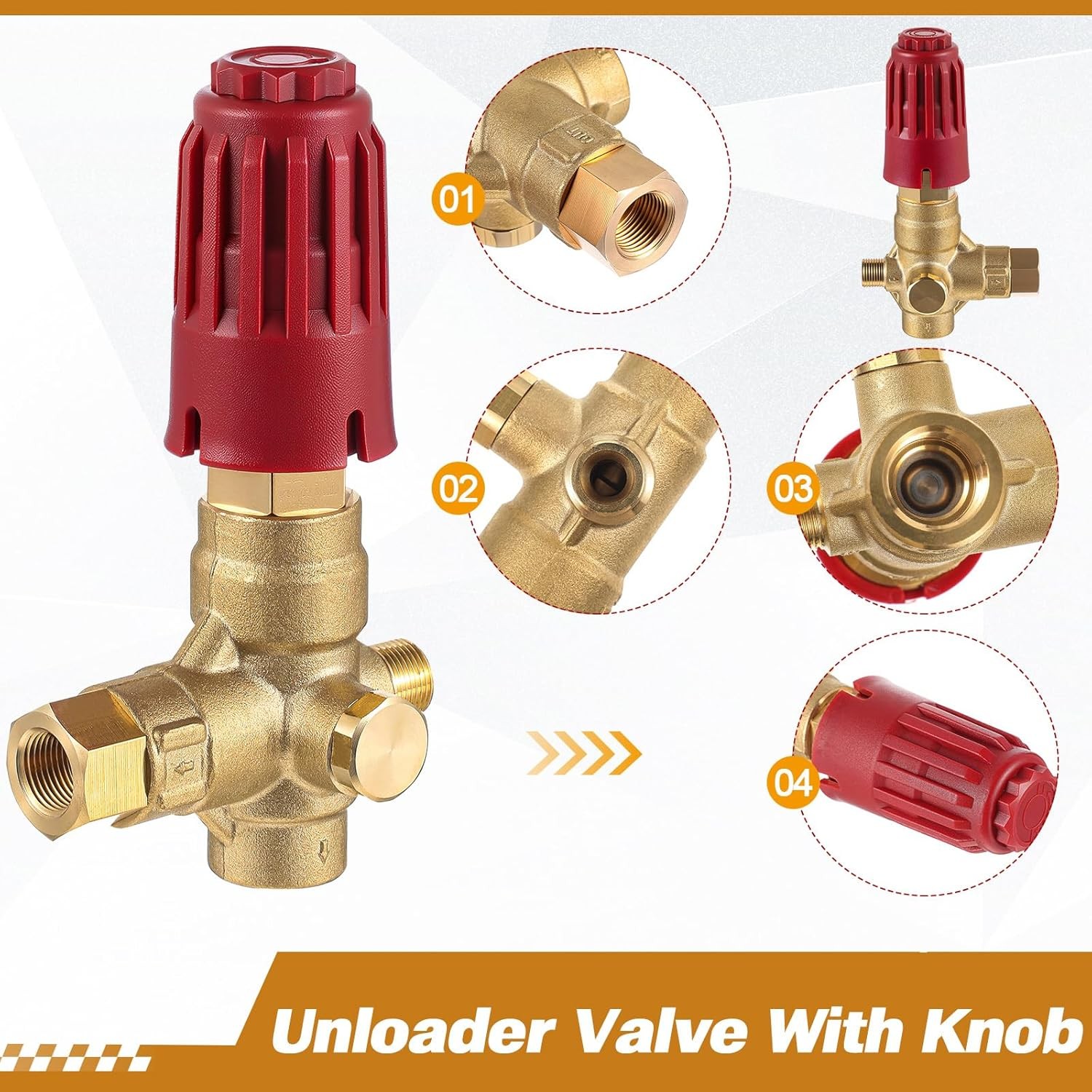 2 Pcs Upgraded 350 Unloader Valve Pressure Washer Pump with Knob, Compatible wit