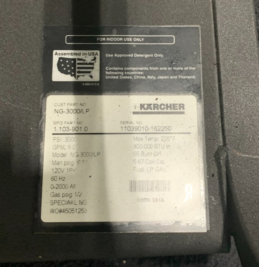 Karcher NG-3000, Natural Gas Hot Water Generator #1.103-901.0