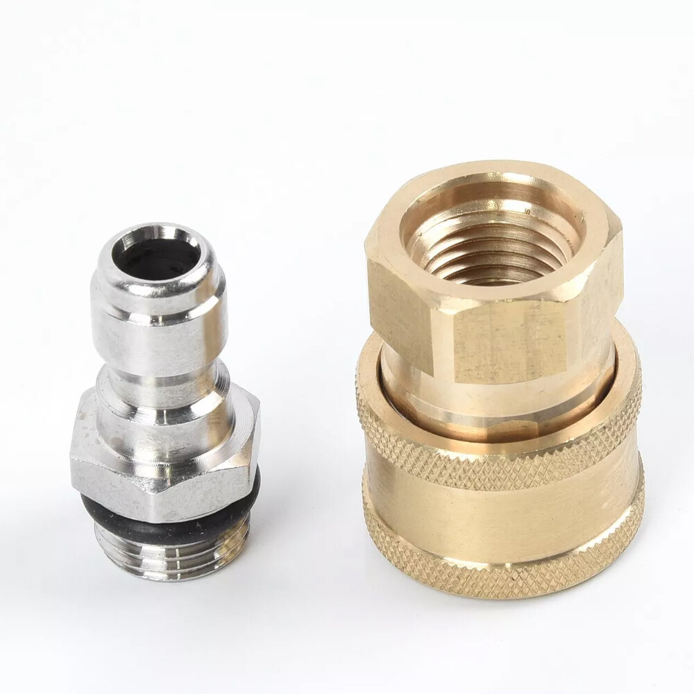 2x Pressure Washer Quick Release Connector Brass Tube Fitting 1/4 Male M22/14