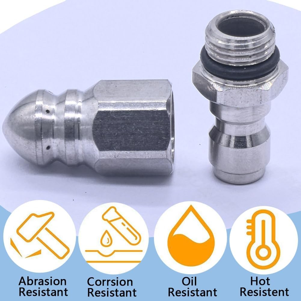 High Pressure Sewer Jetter Nozzle 5000 PSI with Stainless Steel Connector