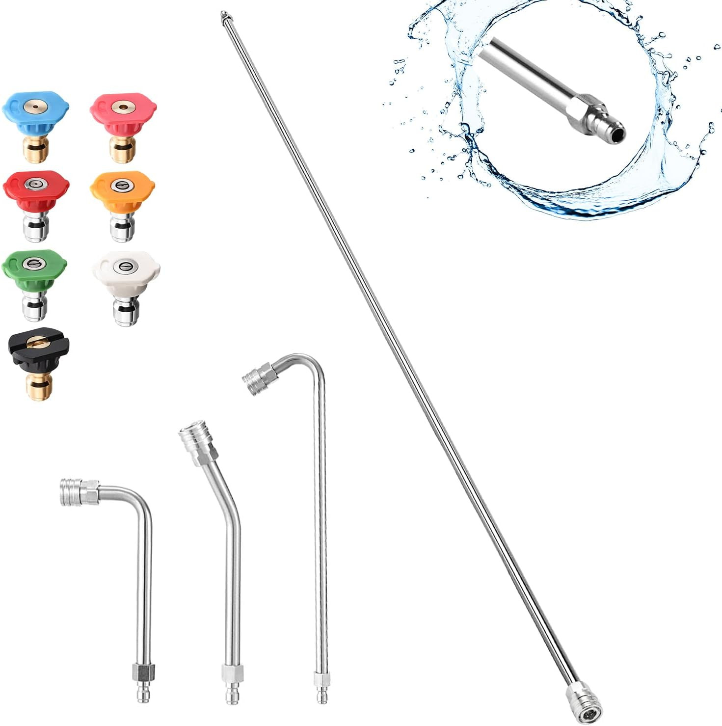 Pressure Washer Extension Wand, 60″ Power Washer Extension Wand with 3Pcs Curved