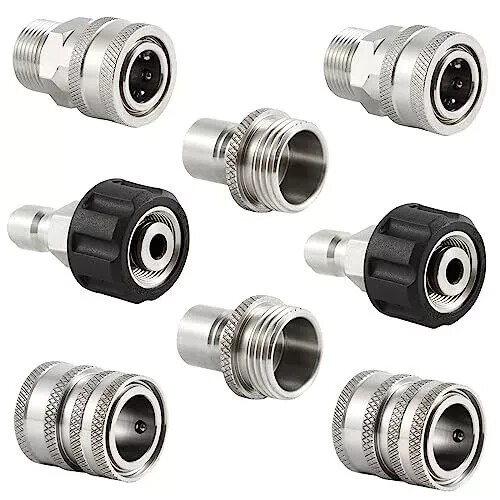 Pressure Washer Quick Connect Kit Stainless Steel M22 14mm To 3/8 Inch Quick Con