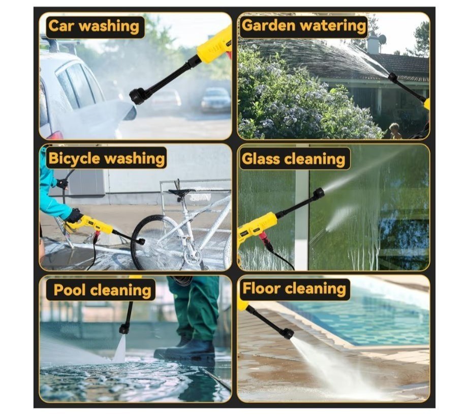 Cordless Portable Pressure Washer 800 PSI 6-In-1 Nozzle No Battery Included