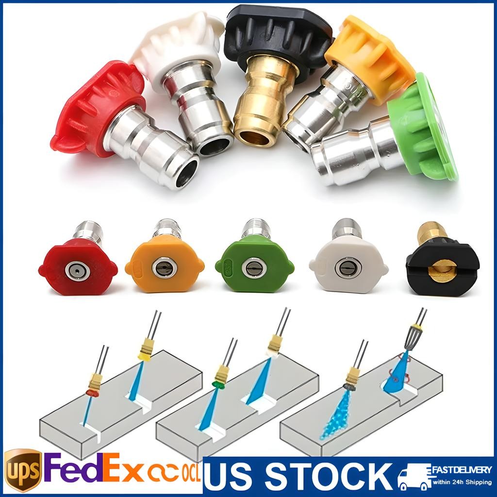 5-Piece 1/4 Pressure Washer Nozzle Tips High-Performance Spray Set