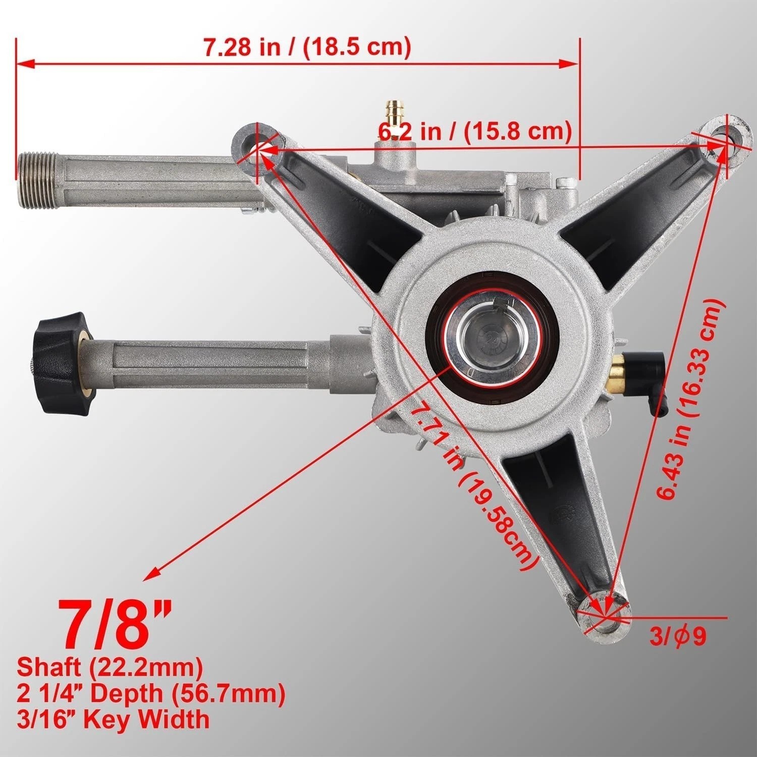 Replacement Pressure Washer Pump, 3400 PSI Max, 2.5 GPM, Built-in Thermal Valve