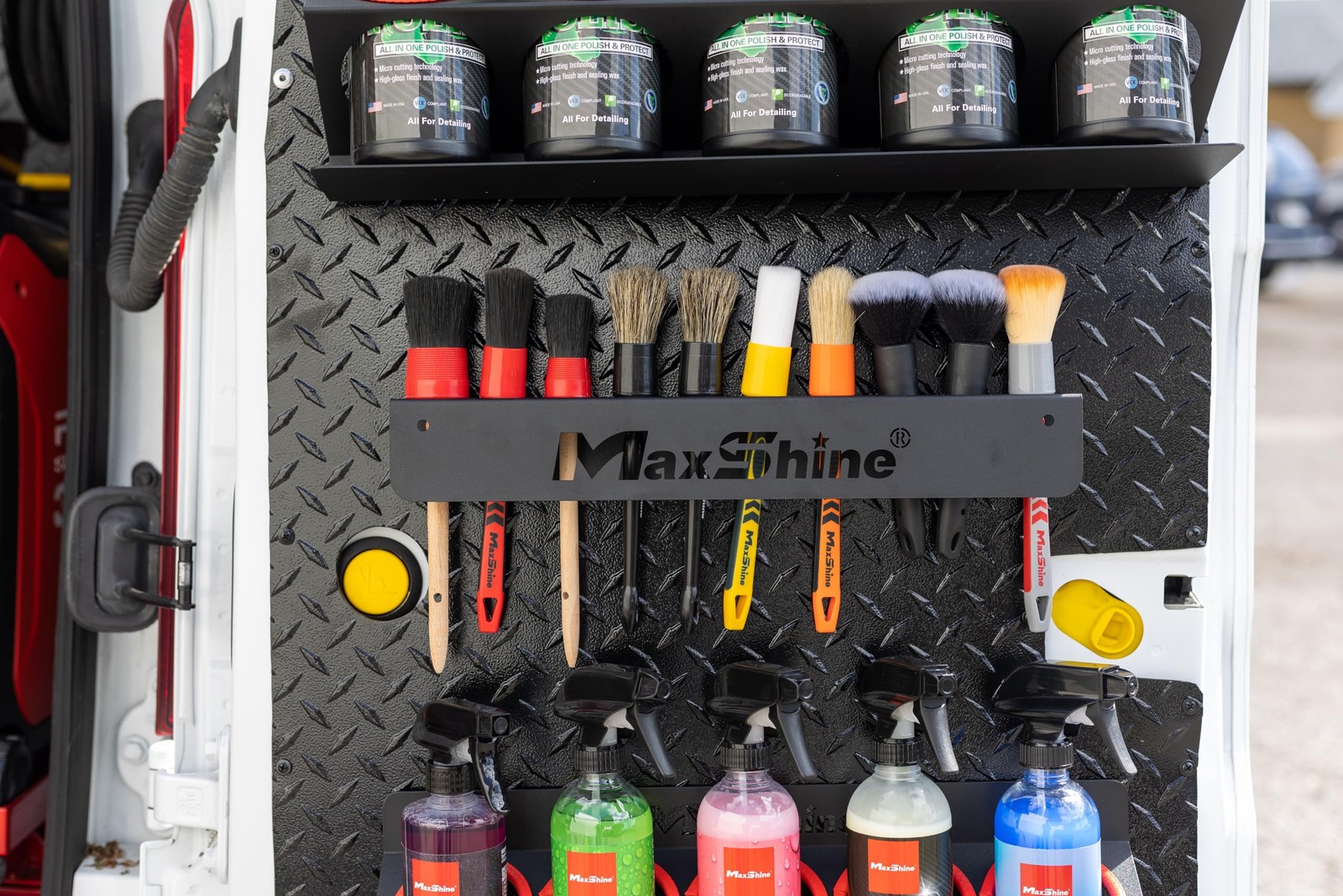Maxshine Universal Detailing Brush Holder | 15.99 x 1.95 x inches, Black