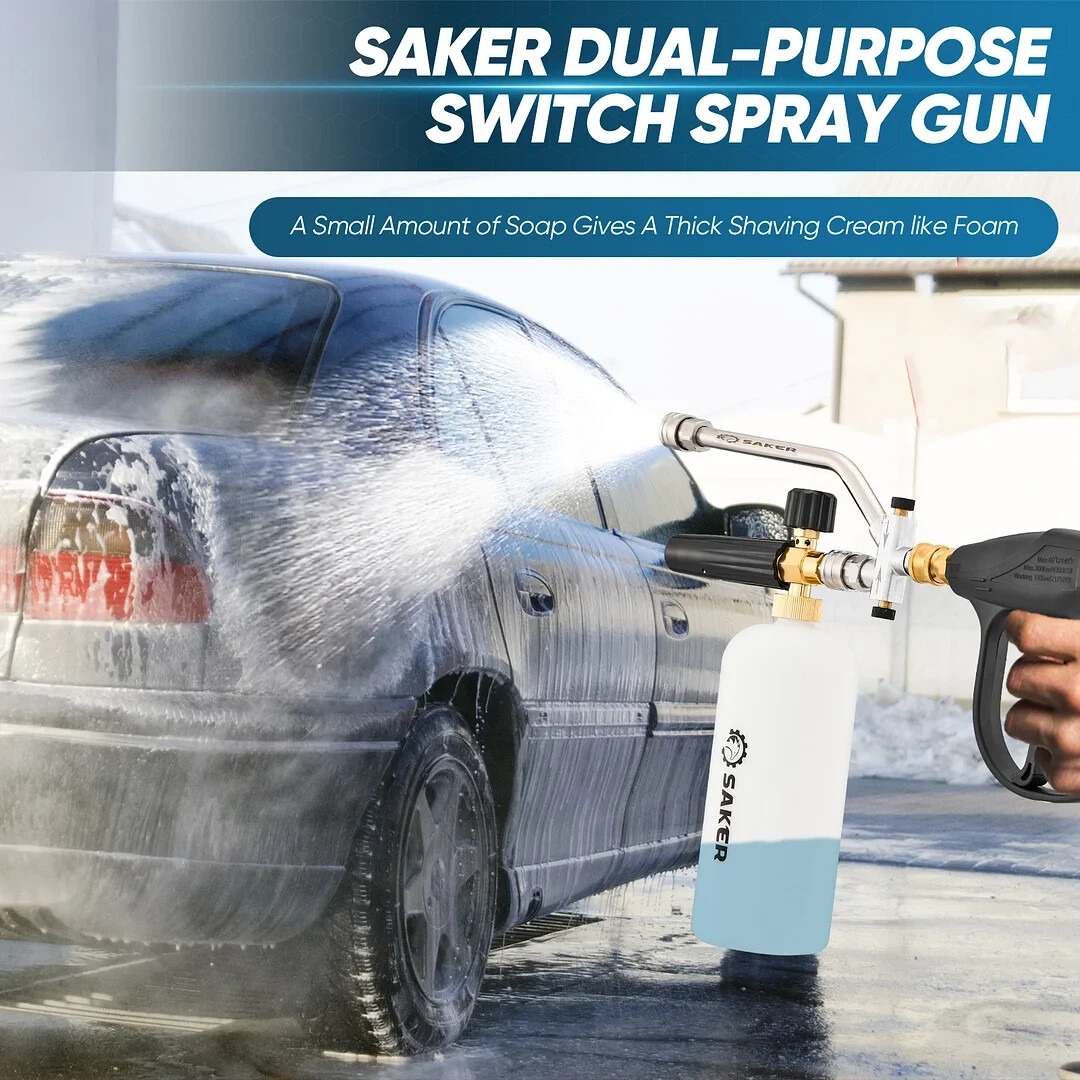 Saker Foam Cannon Dual Connector Accessory Pressure Washer Gun – Car Wash Etc.