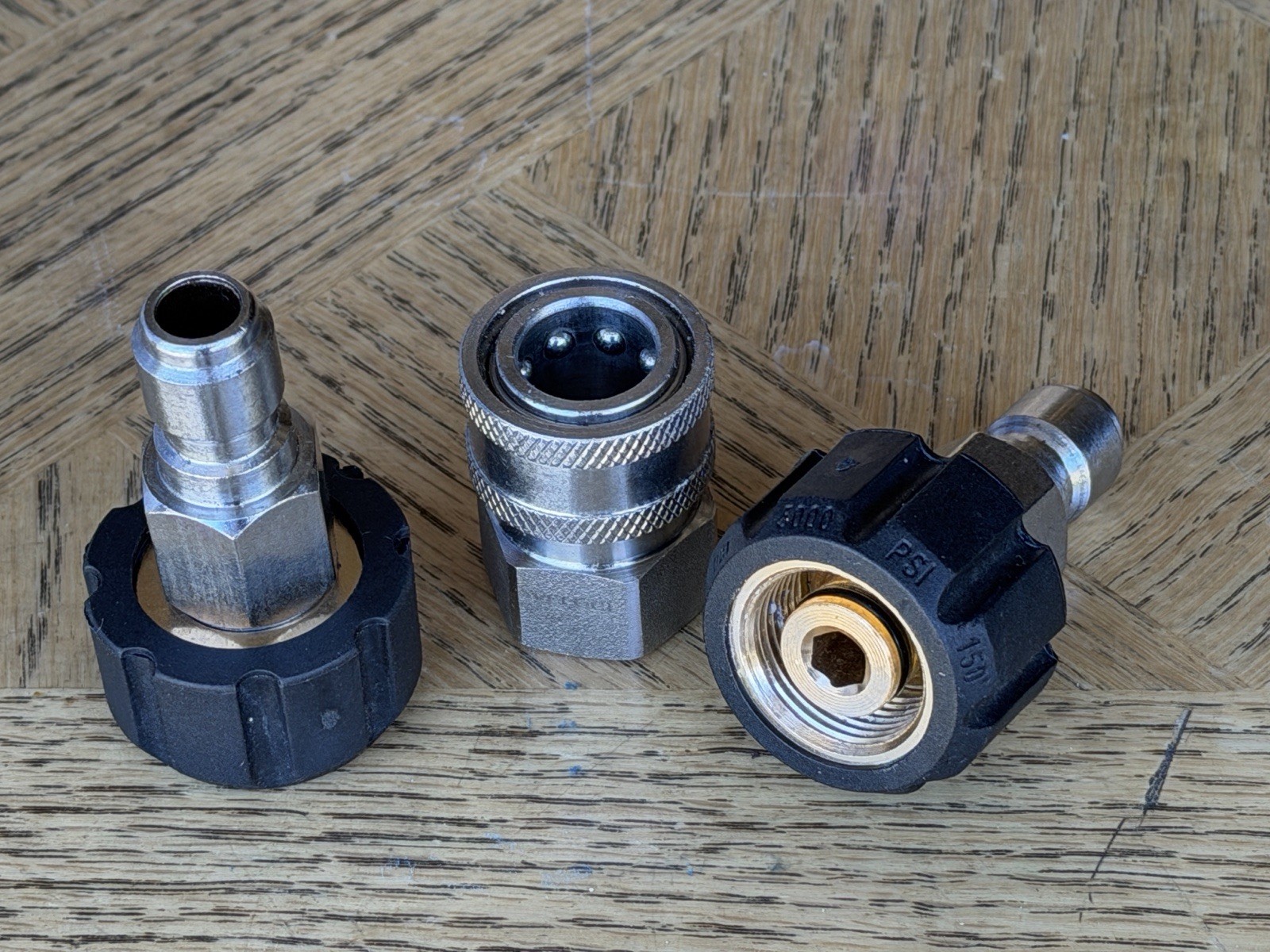 M22 14mm Pressure Washer Fitting Quick Couplers 2 Male 1 Female SS 5000 PSI