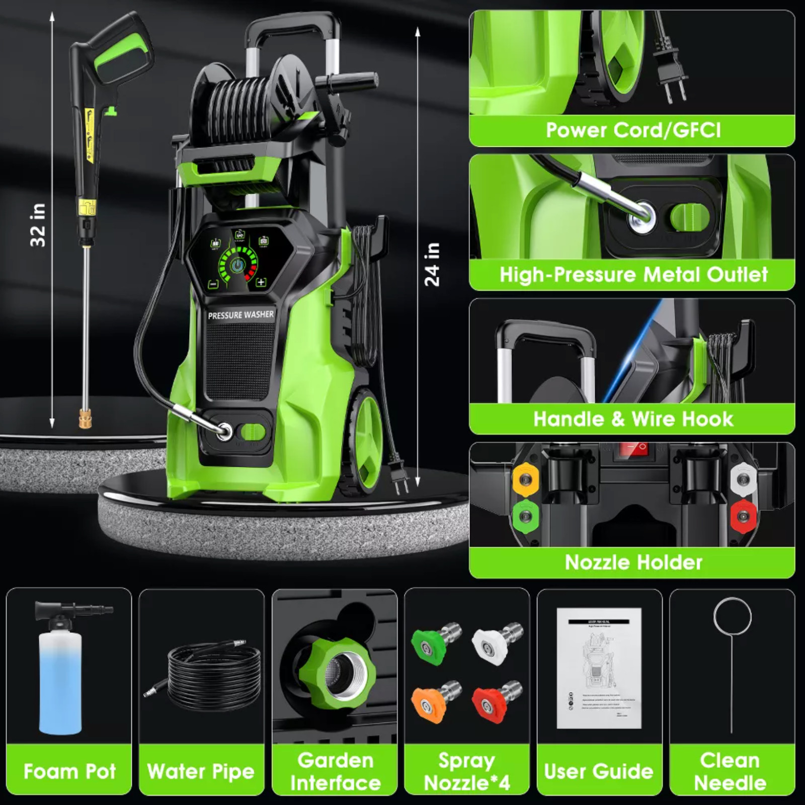 NEW 3800 PSI Electric Pressure Washer 1800W 2.8 GPM Touch Screen NIB
