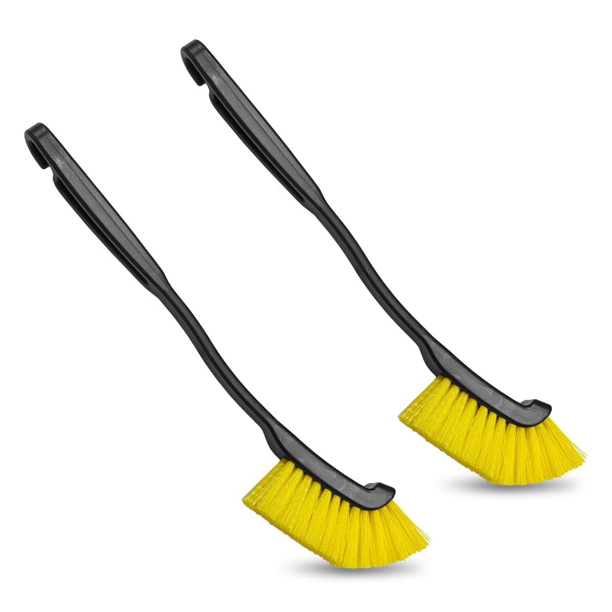 KPFILEH Car Wheel Cleaning Brush, 12” Hard Bristle Auto 2PCS, Yellow&Black