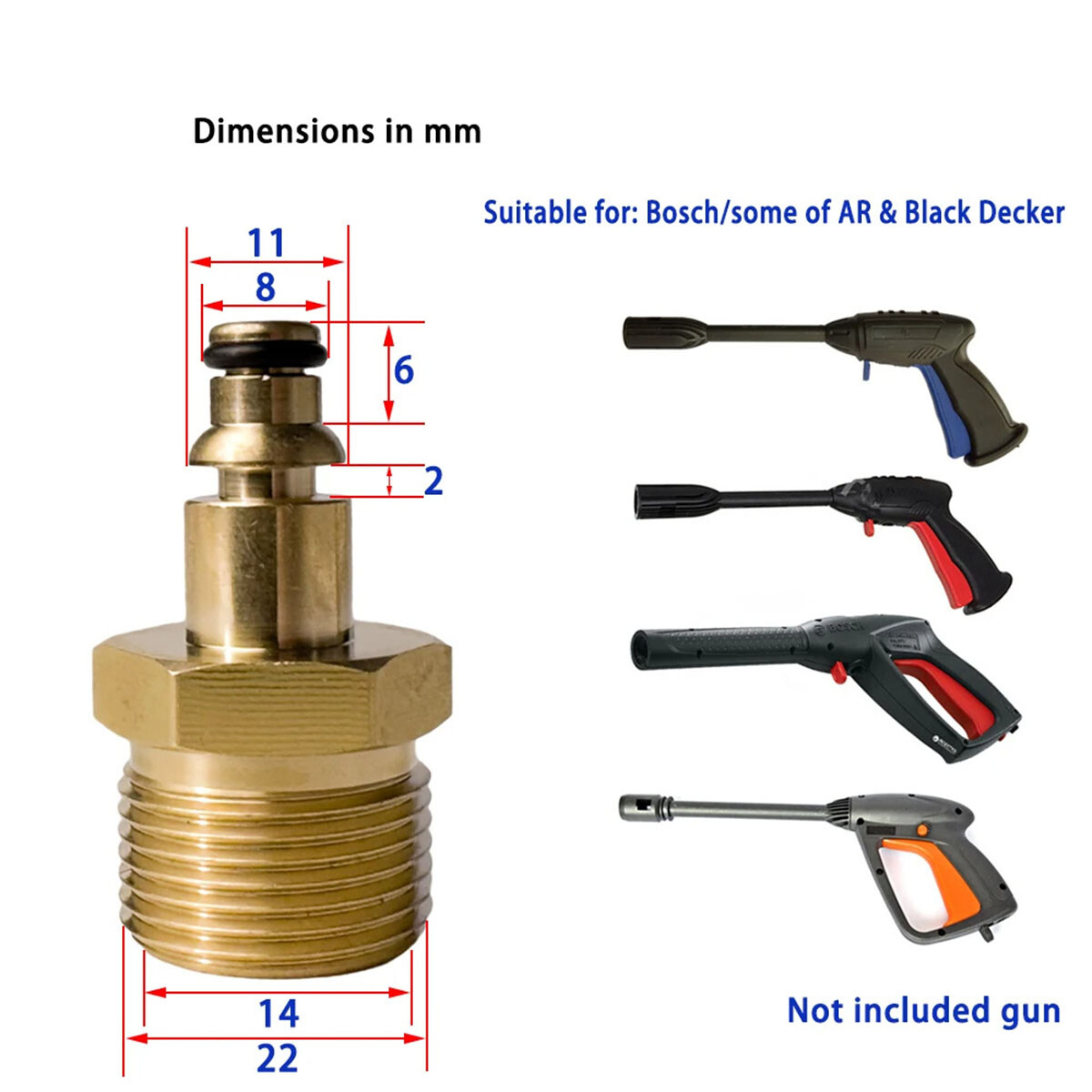 Quick High Pressure Washer M22 Adapter Gun Hose Pipe Connector Convert Tool