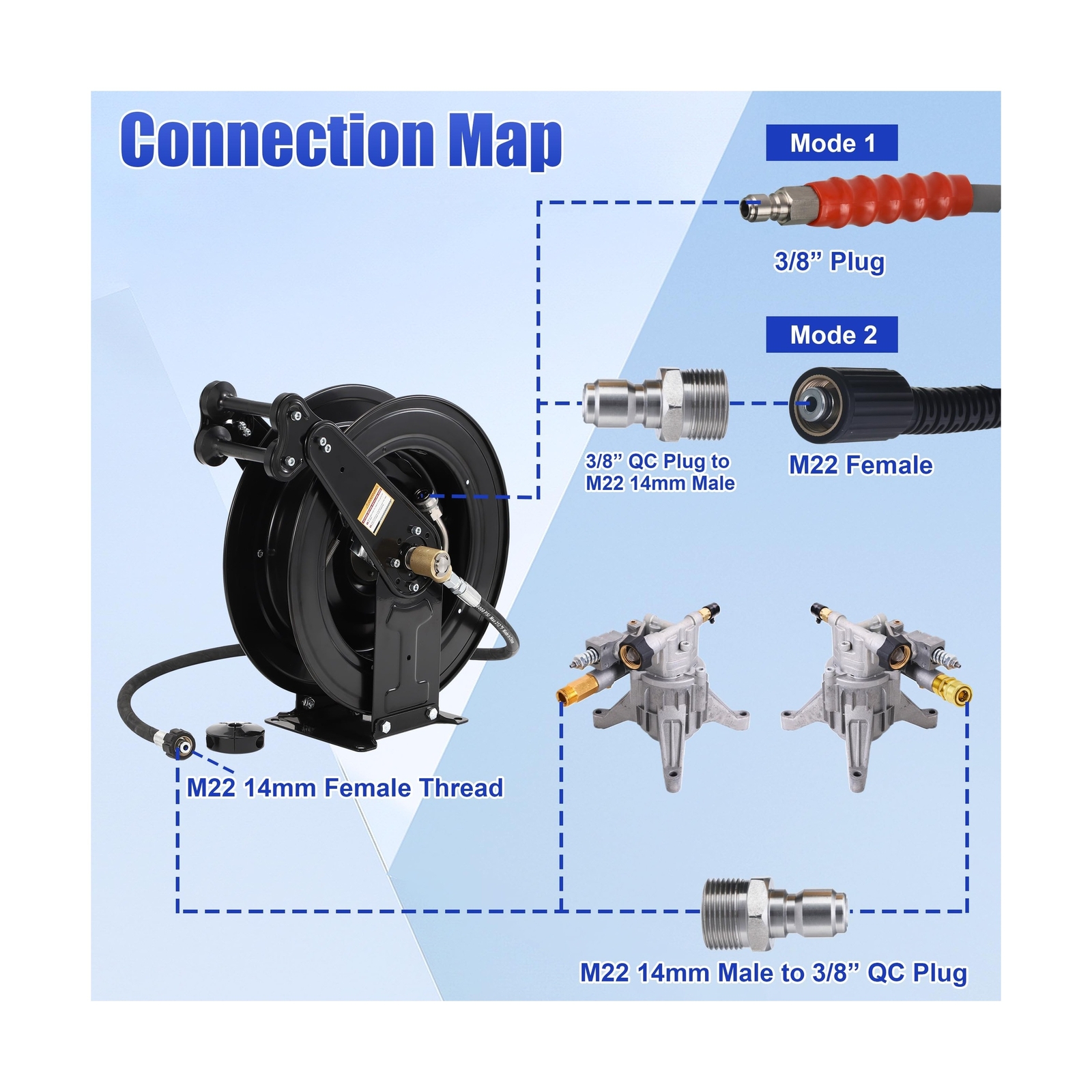 High Pressure Washer Hose Reel for Water/Air/Oil, Pressure Washer Hose – 1