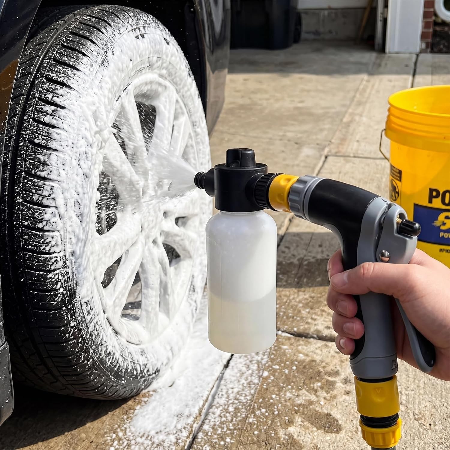Pressure Washer with Stainless Steel Long Handle, 3 Adjustable Spray Modes, Suit