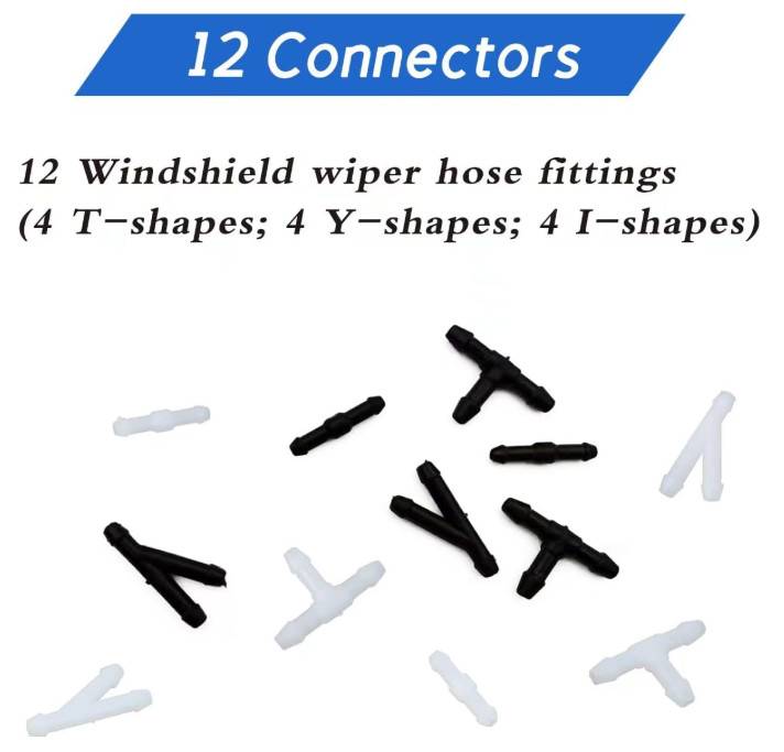 Windshield Washer Hose Kit,4 Meter Washer Fluid Hose with 12 Pcs Hose Connectors