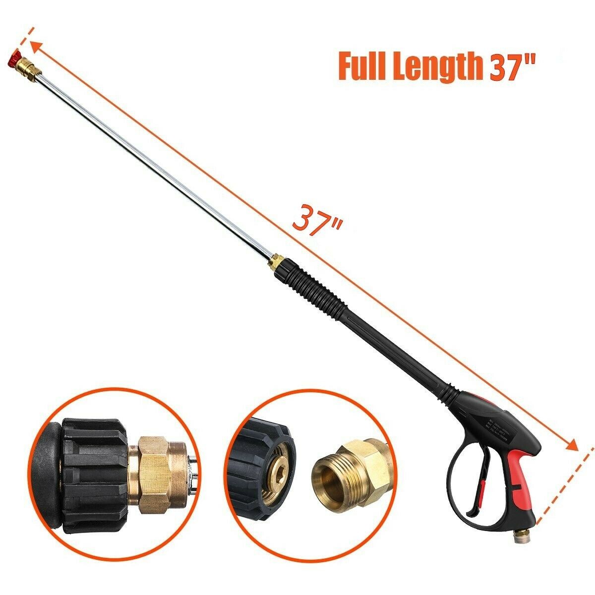 High Pressure Power Washer Spray Gun Wand Lance 1/4” Nozzle Tips Hose Kit M22